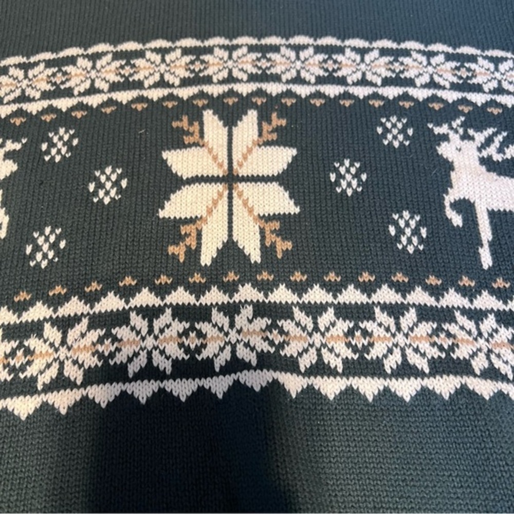 NWOT Dockers Mens Green Reindeer Snow Flakes XL 100% cotton sweater long sleeves - Picture 5 of 8